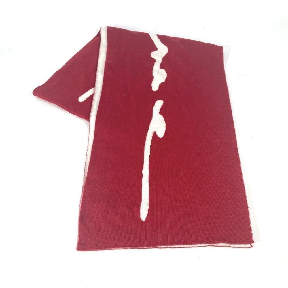 VERSACE Versace logo bicolor scarf wool men women red